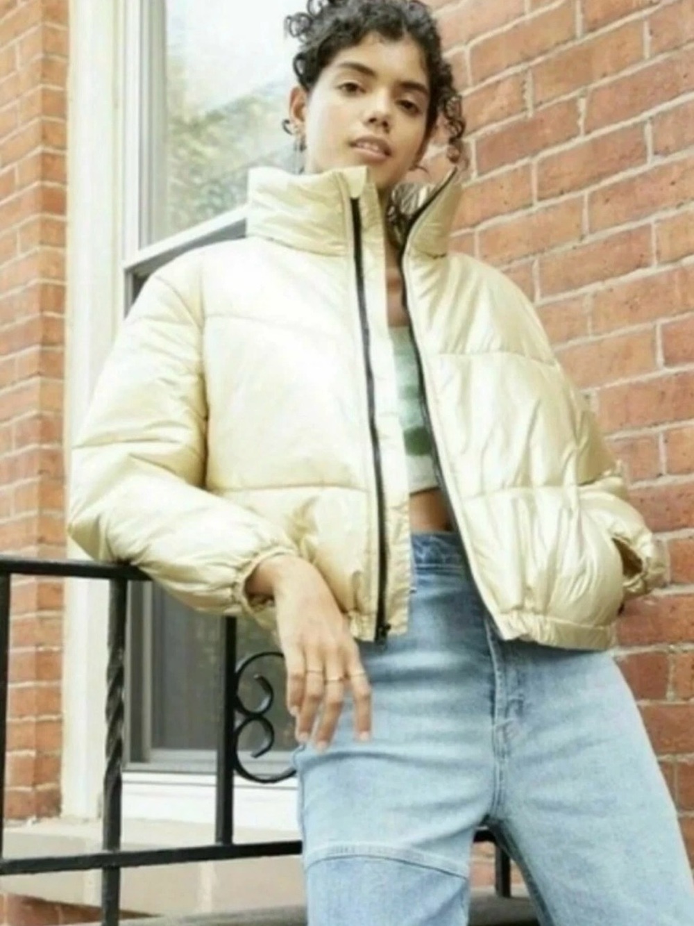 NWOT— Wild Fable Metallic Gold Puffer Jacket